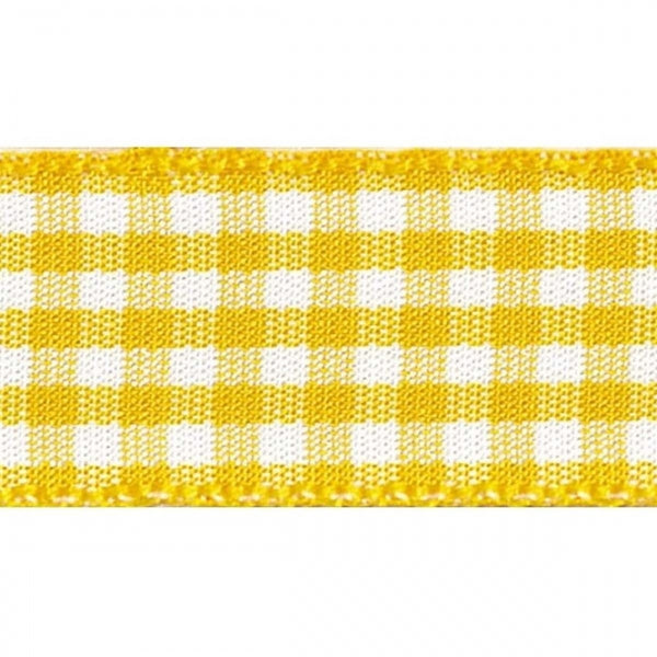 Berisfords Gold Gingham Check Cake Ribbon 25mm x 20m