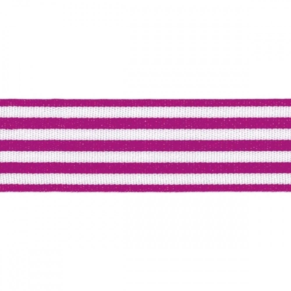 Berisfords Fuchsia Pink Stripes Satin Cake Ribbon 25mm x 25m