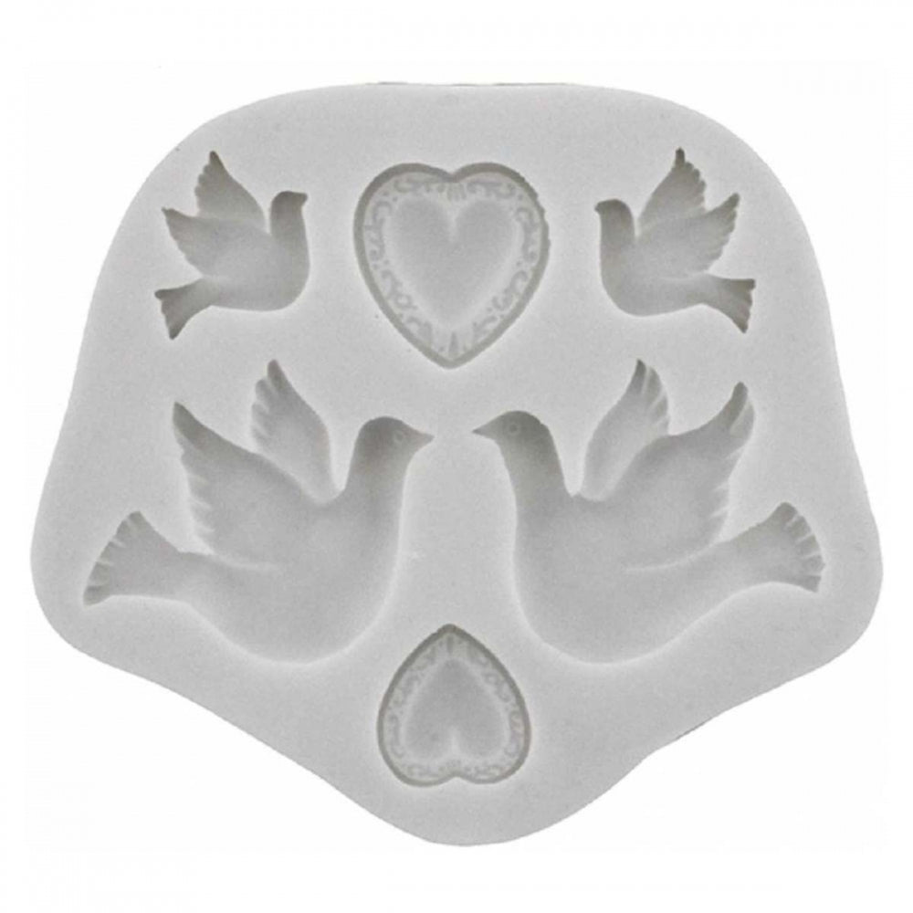 FPC 6 Doves & Hearts silicone icing mould