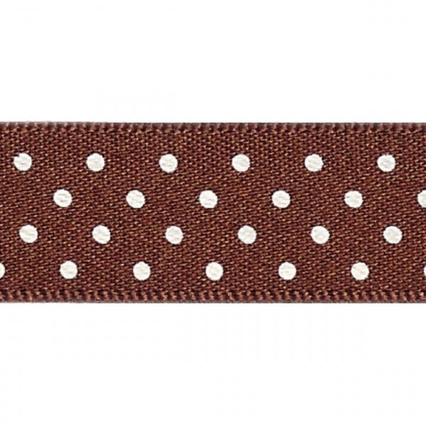 Berisfords Brown Micro Dots Cake Ribbon 15mm x 20m