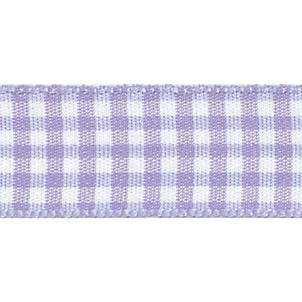 Berisfords Orchid Lilac Gingham Check Cake Ribbon 15mm x 20m