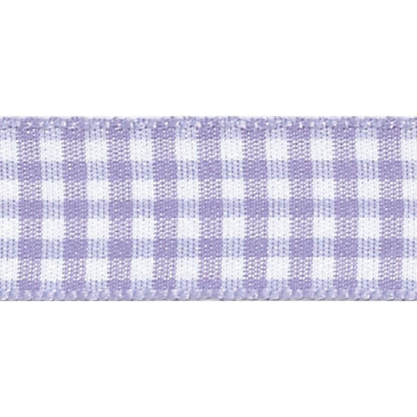 Berisfords Orchid Lilac Gingham Check Cake Ribbon 15mm x 20m