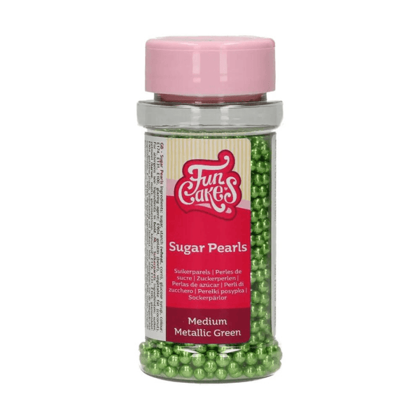 FunCakes EXPIRED - FunCakes Sugar Pearls Medium Metallic Green 80g [DEC 2025]