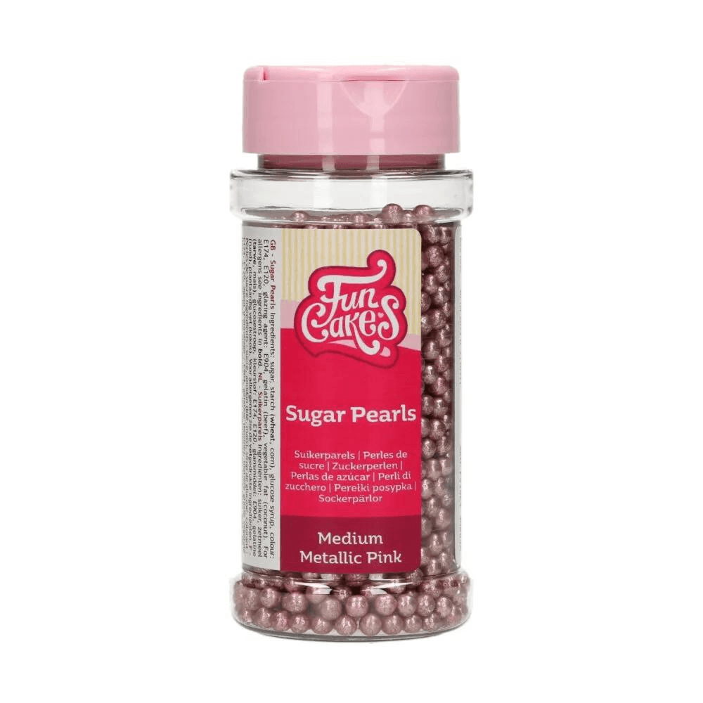 FunCakes Metallic Pink Sugar Pearls 80g