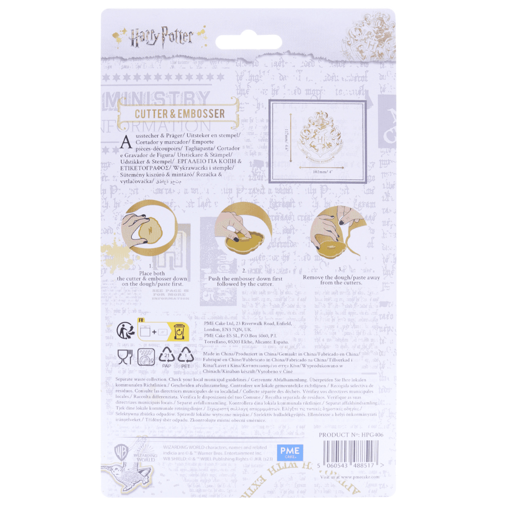 PME Hogwarts Crest - Harry Potter Cookie Cutter & Embosser - PME