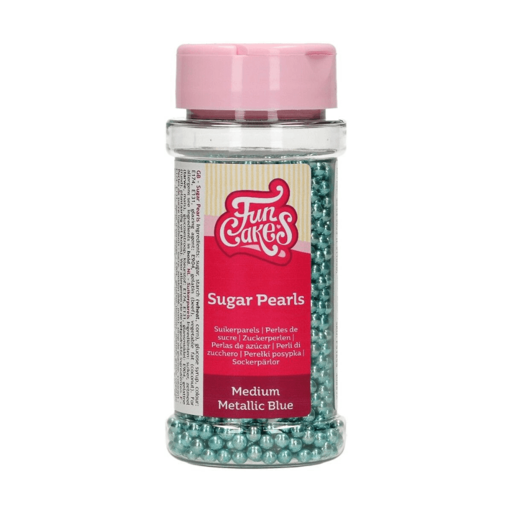 FunCakes Metallic Blue Sugar Pearls 80g