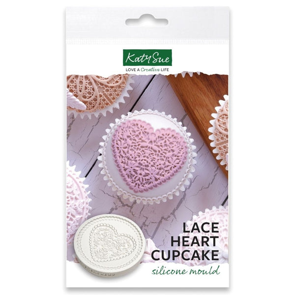 Katy Sue Designs Lace Heart Cupcake Silicone Mould - Katy Sue Designs