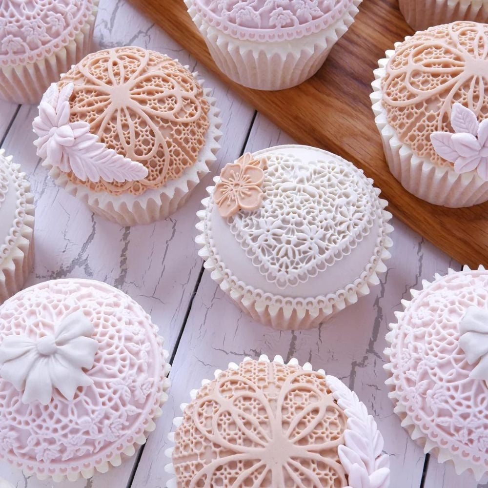 Katy Sue Designs Lace Heart Cupcake Silicone Mould - Katy Sue Designs