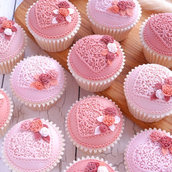 Katy Sue Designs Lace Heart Cupcake Silicone Mould - Katy Sue Designs