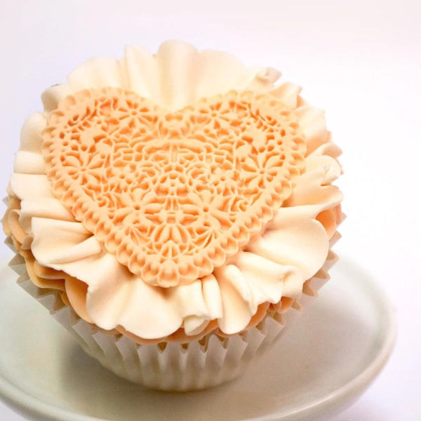 Katy Sue Designs Lace Heart Cupcake Silicone Mould - Katy Sue Designs