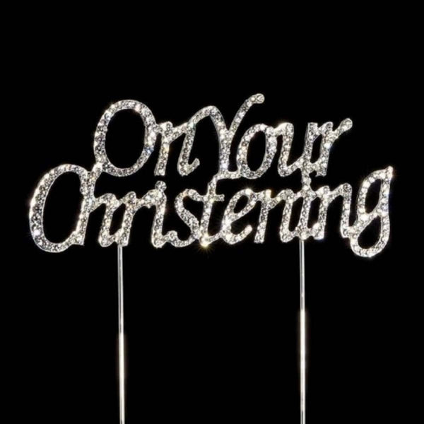 Doric Cake Craft ON YOUR CHRISTENING diamante cake topper decoration pick