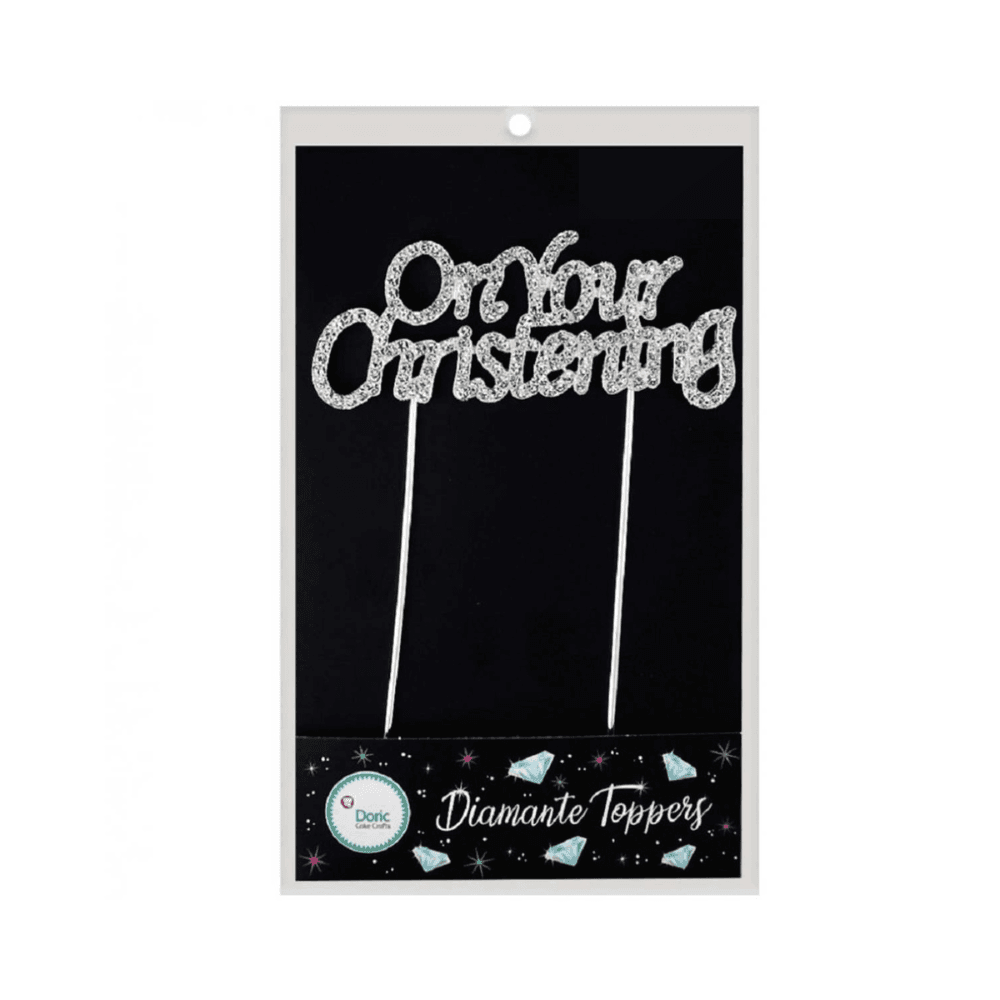 Doric Cake Craft ON YOUR CHRISTENING diamante cake topper decoration pick