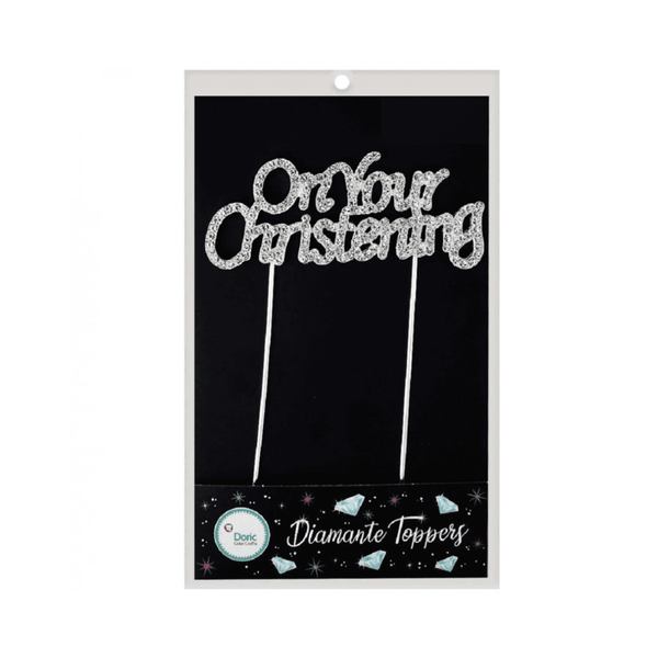 Doric Cake Craft ON YOUR CHRISTENING diamante cake topper decoration pick