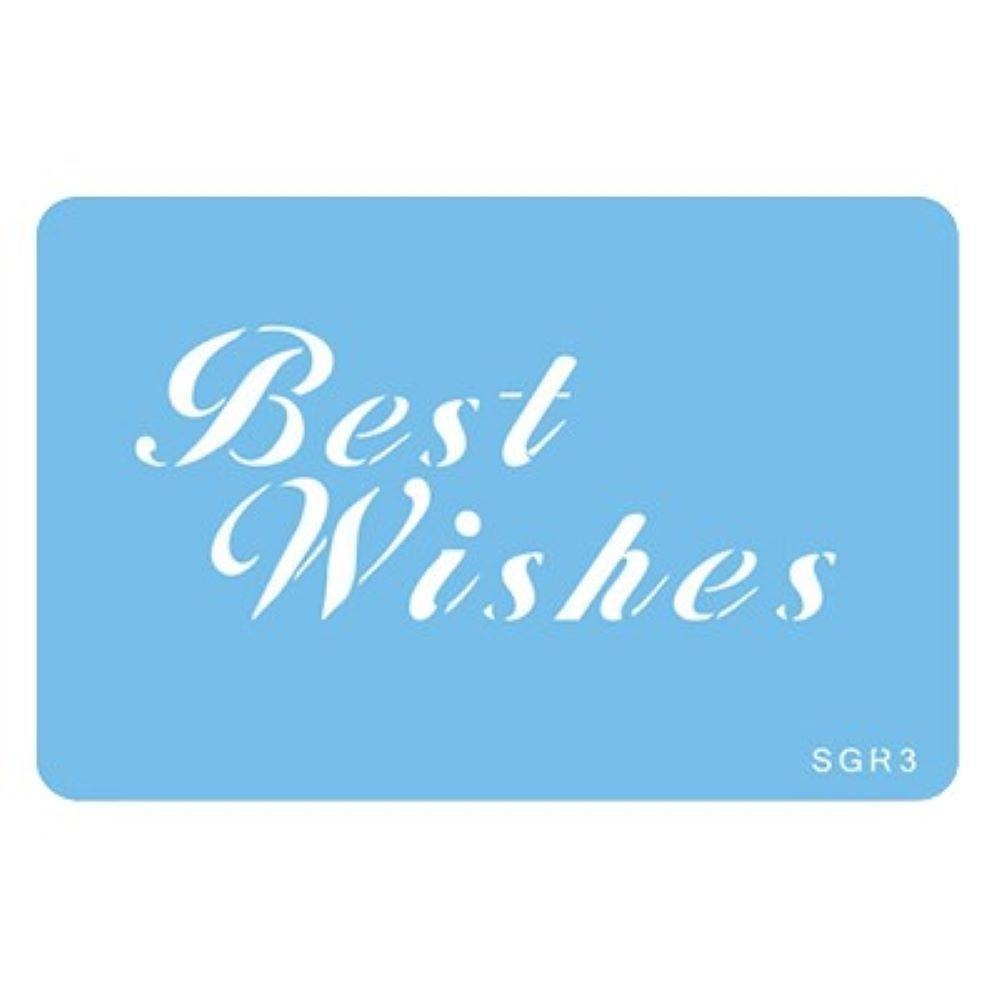 PME large BEST WISHES (script) design icing stencil SGR3