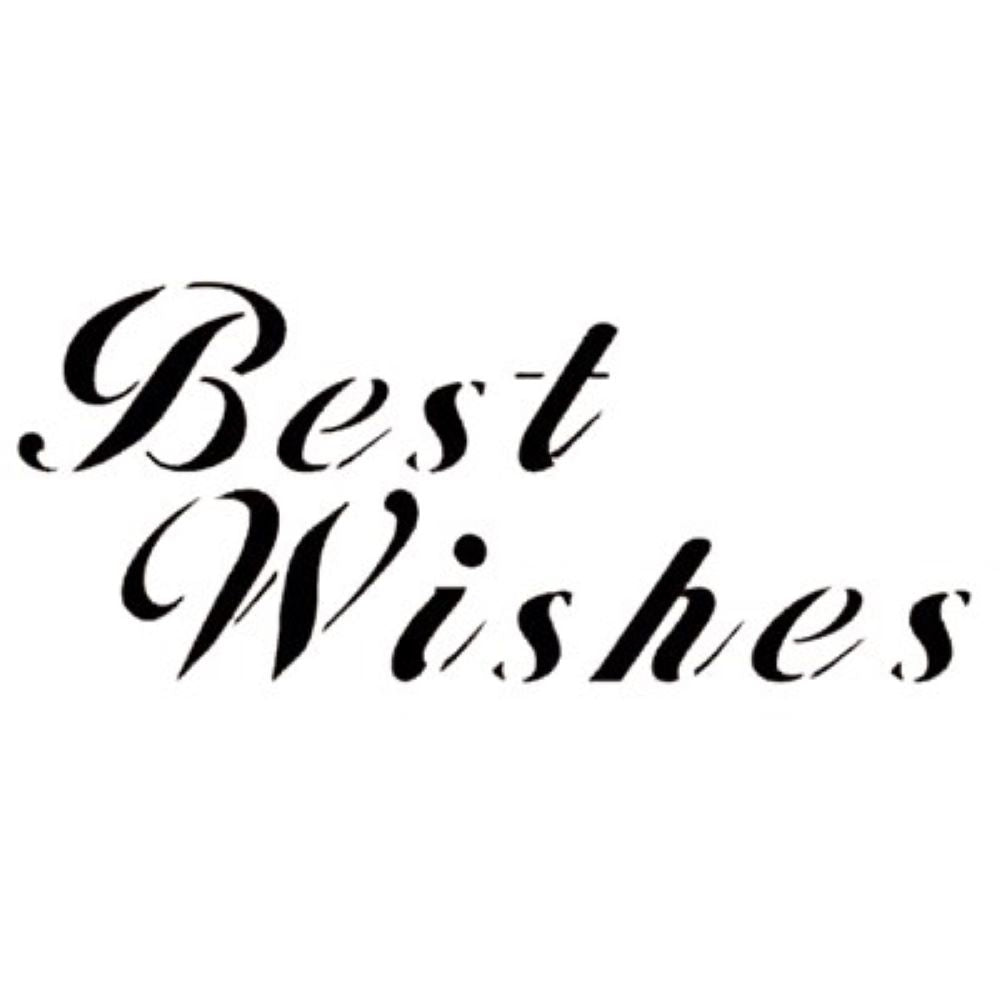 PME large BEST WISHES (script) design icing stencil SGR3