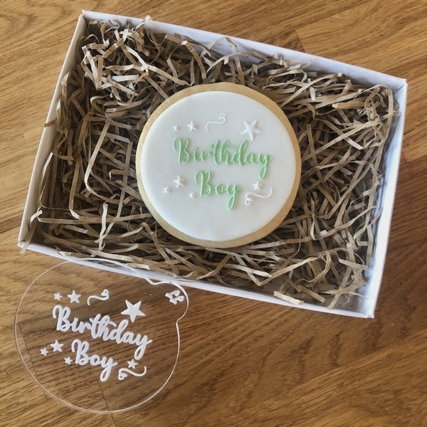LissieLou BIRTHDAY BOY (stars) acrylic cookie & icing embosser