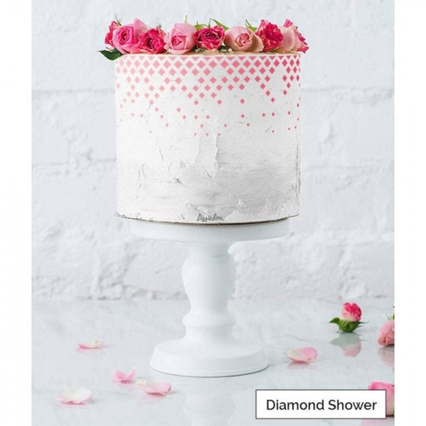LissieLou DIAMOND SHOWER border cake icing stencil by Lissie Lou