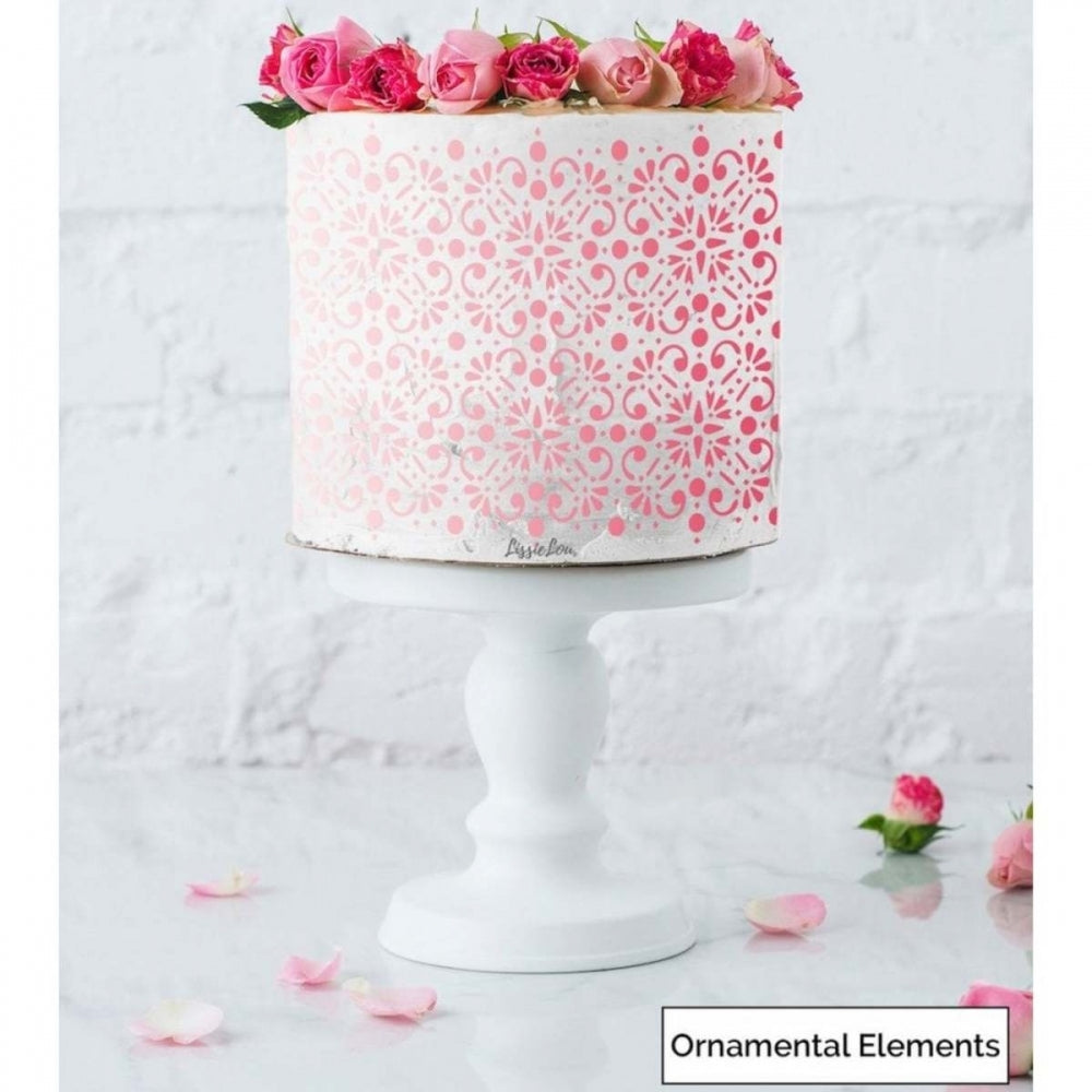LissieLou ORNAMENTAL ELEMENTS full size cake icing stencil by Lissie Lou