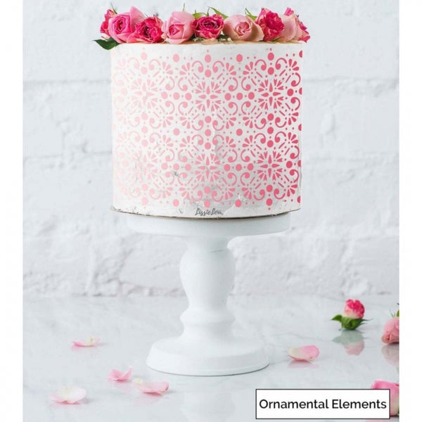 LissieLou ORNAMENTAL ELEMENTS full size cake icing stencil by Lissie Lou