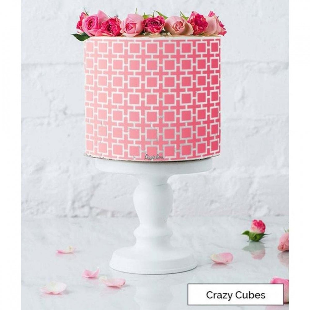 LissieLou CRAZY CUBES full size cake icing stencil by Lissie Lou