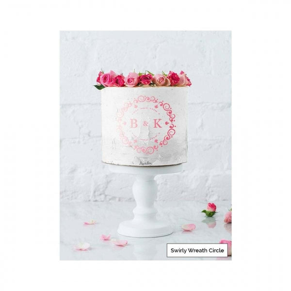 LissieLou SWIRLY WREATH CIRCLE monogram cake icing stencil set by Lissie Lou