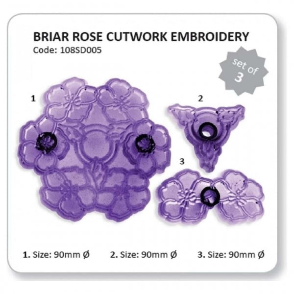 PME 3 pc Briar Rose cutwork embroidery icing cutter set