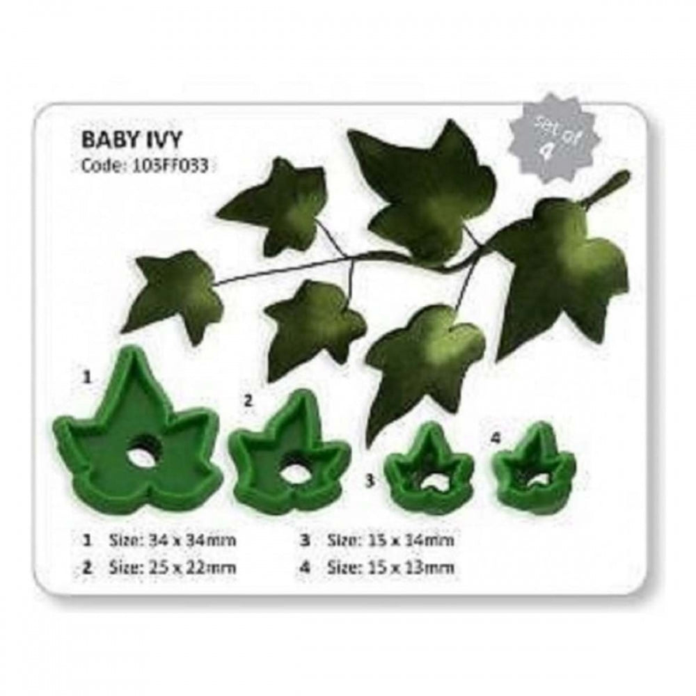 PME 4 pc small Baby Ivy Leaves fondant icing gumpaste cutter set