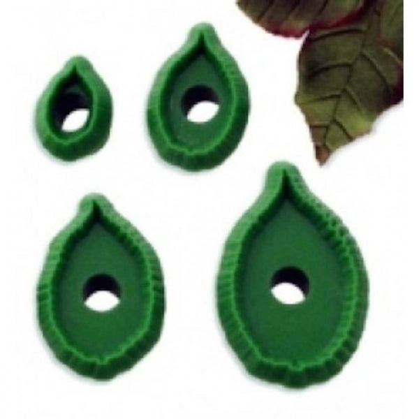 PME 4 Small Rose Leaves fondant icing gumpaste cutter set