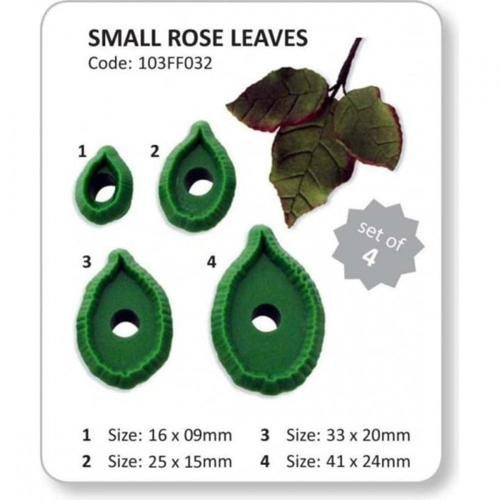 PME 4 Small Rose Leaves fondant icing gumpaste cutter set