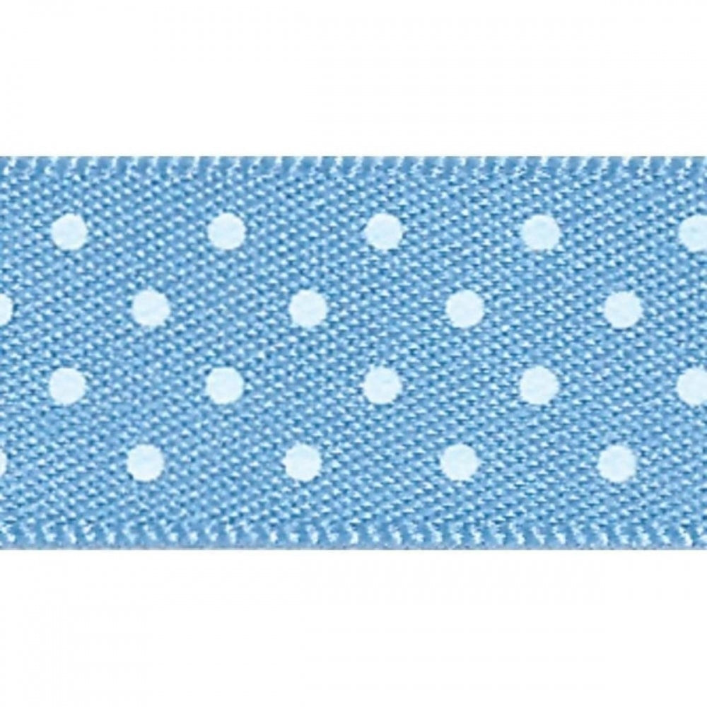 Berisfords CORNFLOWER BLUE 25mm x 20m Micro Dots ribbon
