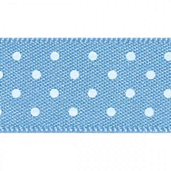 Berisfords CORNFLOWER BLUE 25mm x 20m Micro Dots ribbon