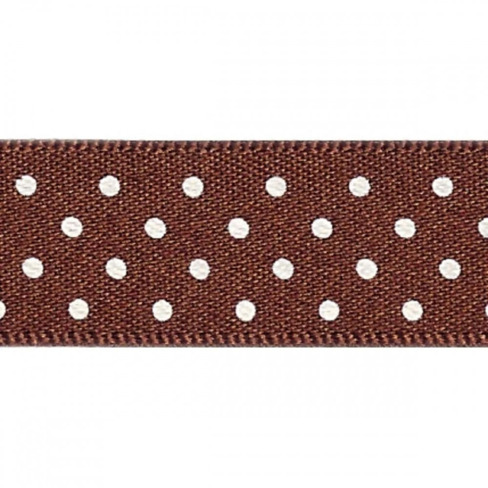 Berisfords BROWN 25mm x 20m Micro Dots ribbon