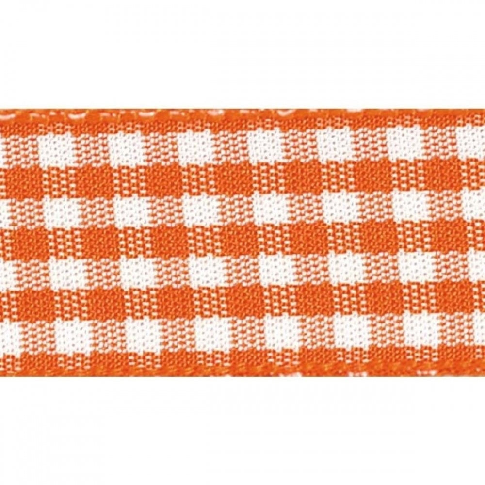 Berisfords ORANGE DELIGHT 25mm x 20m Gingham check ribbon