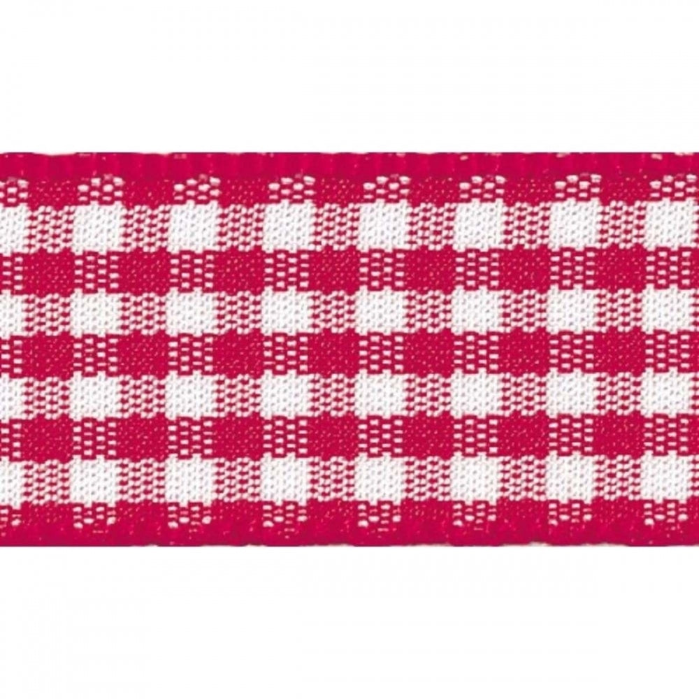 Berisfords RED 25mm x 20m Gingham check ribbon