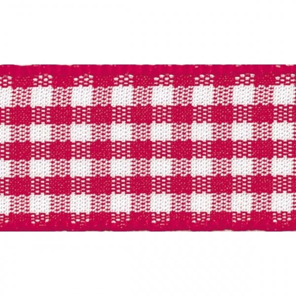 Berisfords RED 25mm x 20m Gingham check ribbon