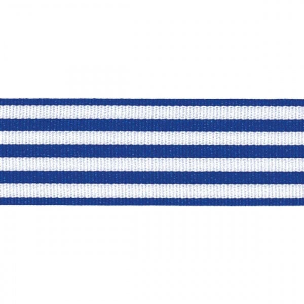 Berisfords ROYAL BLUE STRIPES 16mm x 25m satin cake ribbon