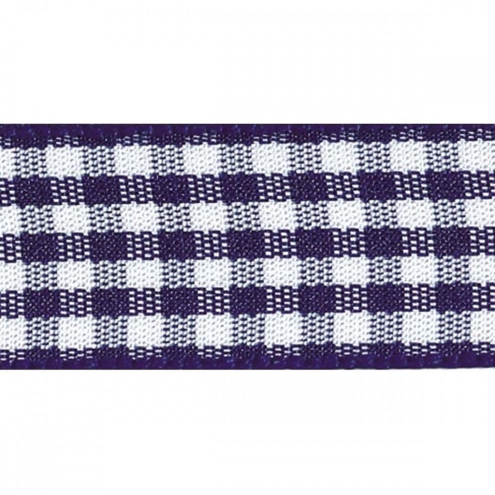 Berisfords NAVY Blue 15mm x 20m Gingham check ribbon