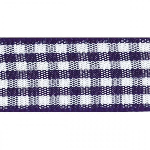 Berisfords NAVY Blue 15mm x 20m Gingham check ribbon