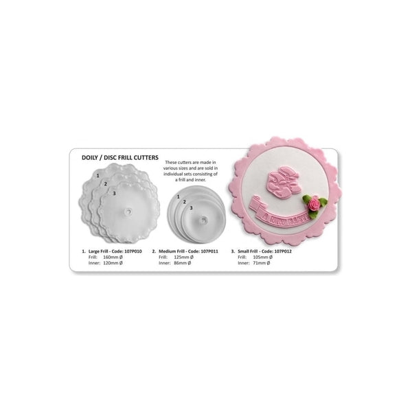 PME Medium Frill Doily & Disc fondant icing cutter set