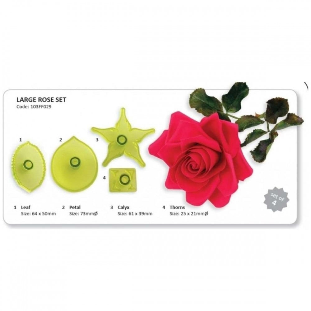 PME Large Rose, Leaf, Calyx & Thorns Icing Cutter Set Of 4