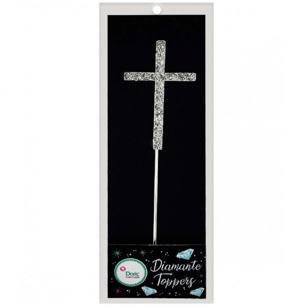 Doric Cake Craft LARGE CROSS diamante cake topper decoration pick