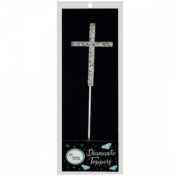 Doric Cake Craft LARGE CROSS diamante cake topper decoration pick