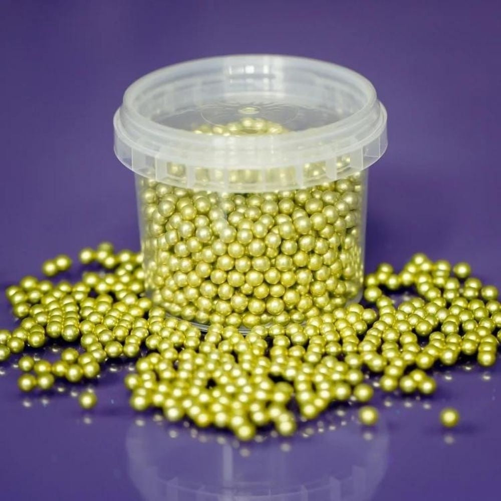 Purple Cupcakes Gold Metallic Pearls 100g