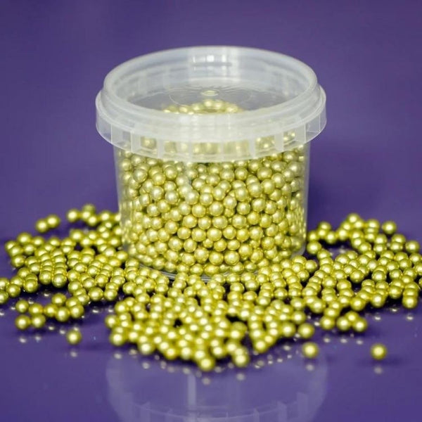 Purple Cupcakes Gold Metallic Pearls 100g