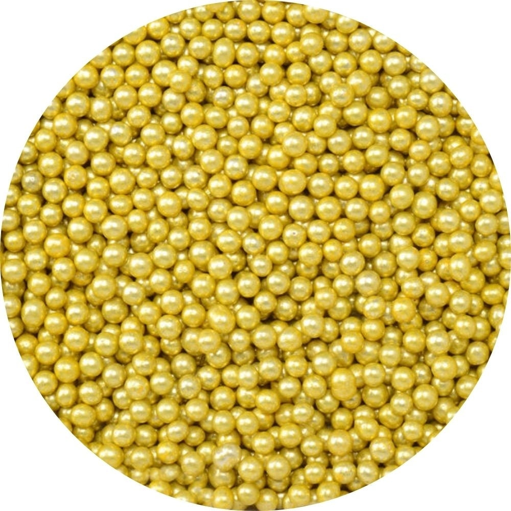 Purple Cupcakes 2mm Shimmer Light Gold Non-Pareil Sugar Pearls (V) 90g