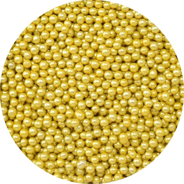 Purple Cupcakes 2mm Shimmer Light Gold Non-Pareil Sugar Pearls (V) 90g