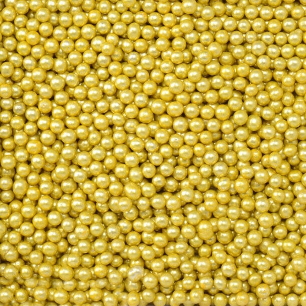 Purple Cupcakes 2mm Shimmer Light Gold Non-Pareil Sugar Pearls (V) 90g