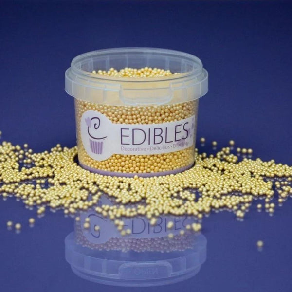 Purple Cupcakes 2mm Shimmer Light Gold Non-Pareil Sugar Pearls (V) 90g
