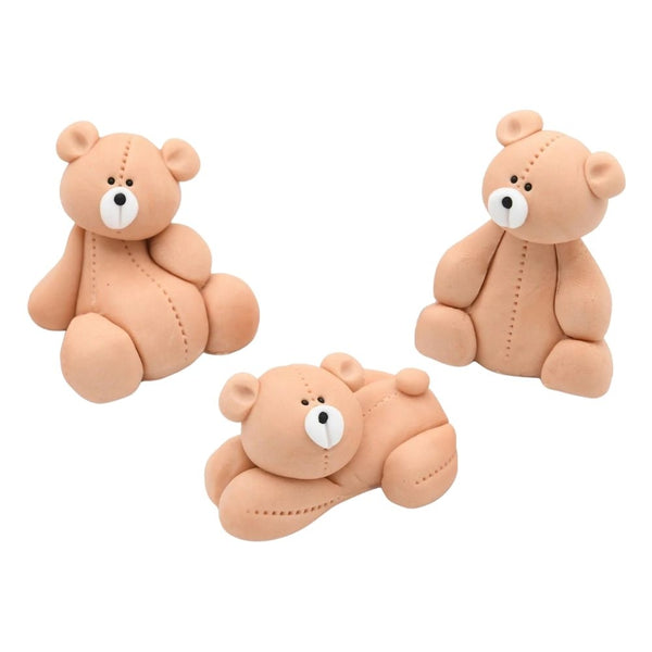 JN Cakes Set Of 3 Teddy Bears - Edible Cake Toppers