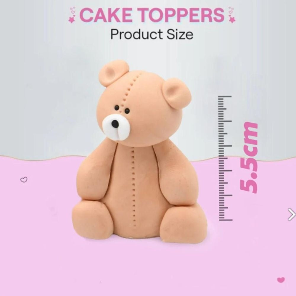 JN Cakes Set Of 3 Teddy Bears - Edible Cake Toppers